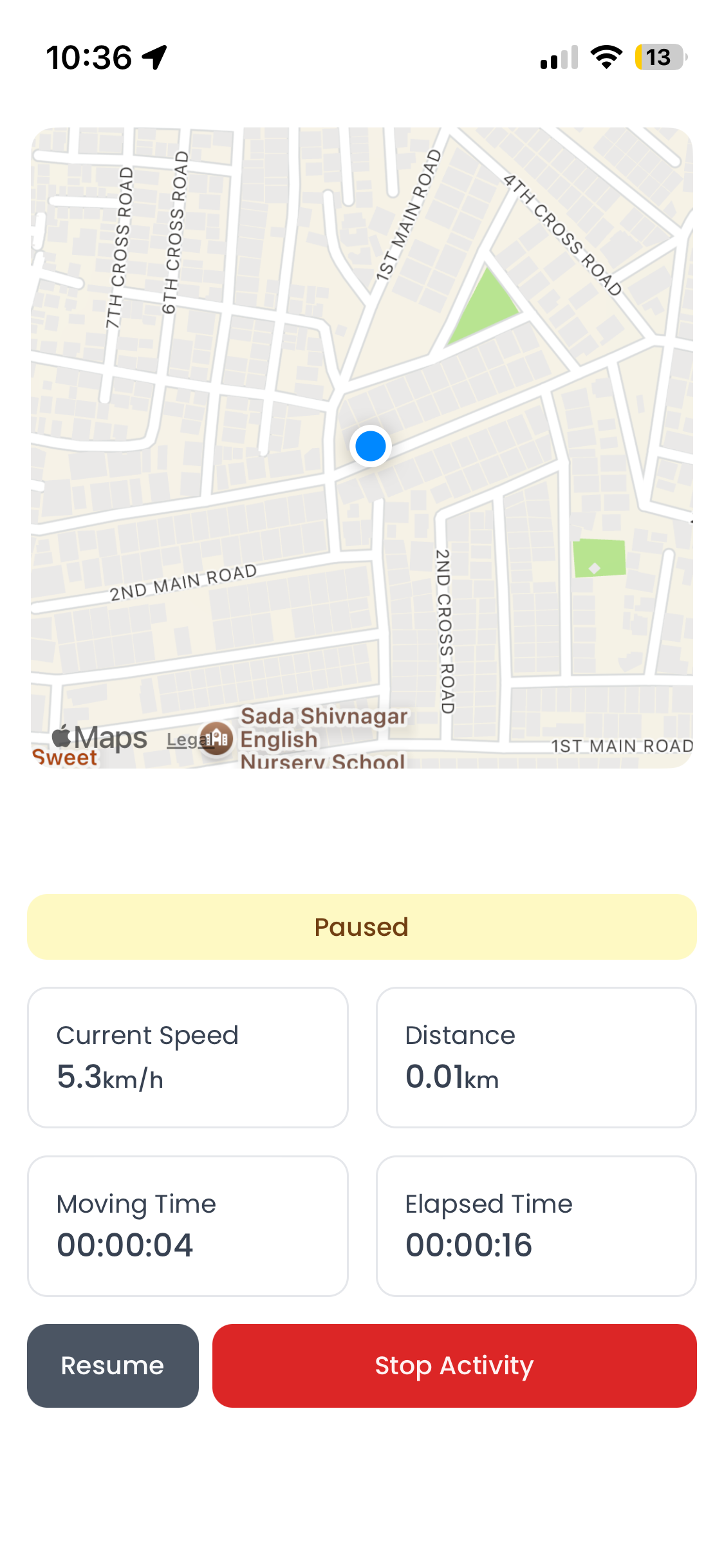 Altmo app GPS tracking screen